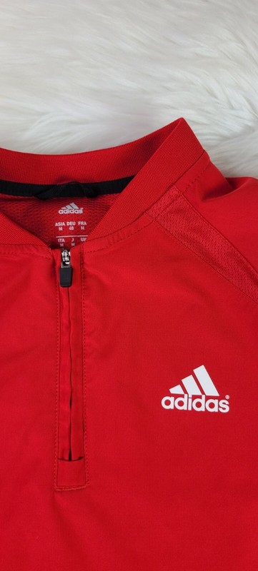 Adidas Pullover Youth Small Red Half Zip Short Sleeve Vented * gallery