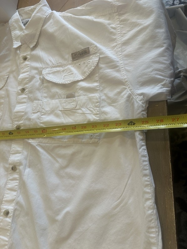 Columbia PFG Men’s Large White Performance Fishing Gear Button Shirt Cotton gallery