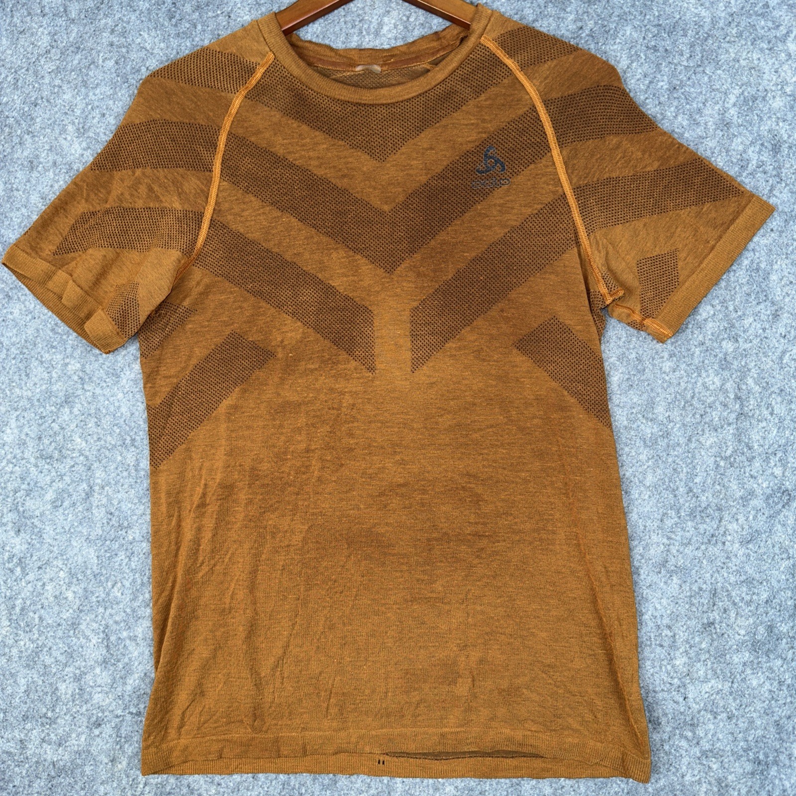 Odlo Shirt Mens M Brown Short Sleeve Base Layer Performance Running Cycling Mesh gallery