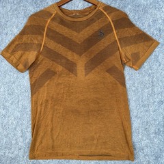Odlo Shirt Mens M Brown Short Sleeve Base Layer Performance Running Cycling Mesh
