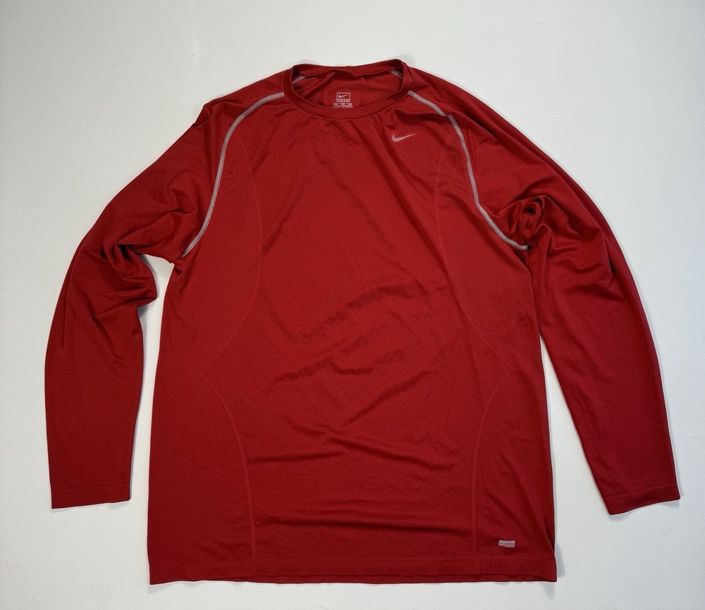 Nike Team Shirt Men's 2XL Red Workout Sports Performance Active Stretch