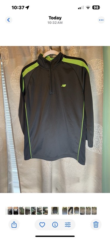 New Balance 1/4 Zip Black And Green Running Pullover Shirt Youth Large 14/16 gallery