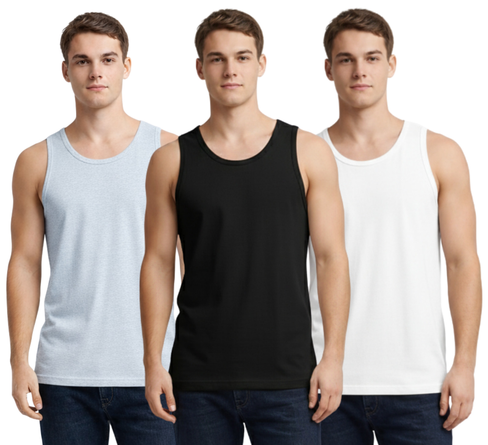3 Pack Men's Vest Sleeveless Supersoft Cotton Tank Top Plain Gym Pack S-3XL gallery