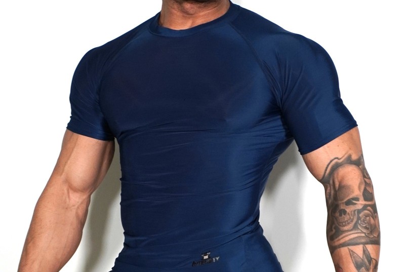 MEDIUM DARK BLUE TIGHT FITTING MEN'S COMPRESSION SHIRT gallery