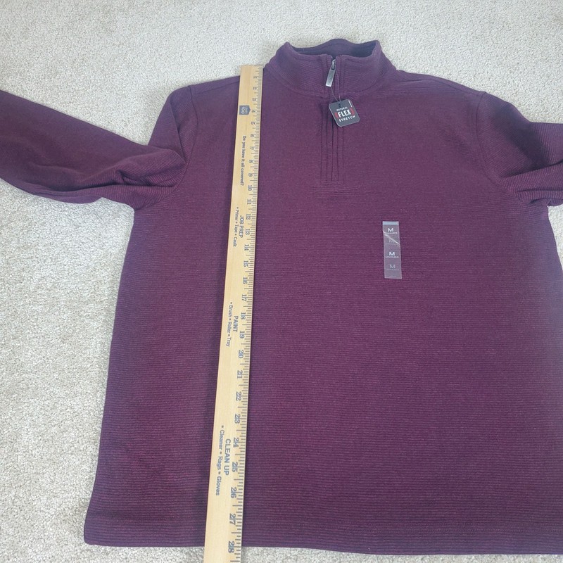 Van Heusen Men's Knit Pullover Size M Burgundy 1/4 Zip Long Sleeve NWTG gallery