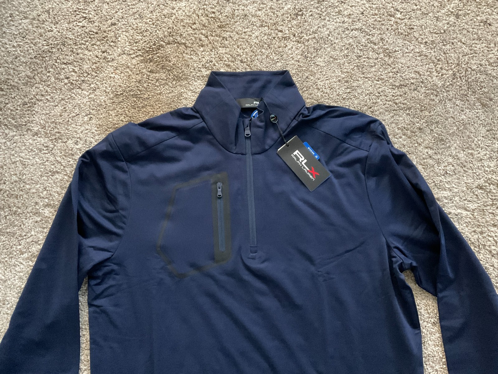 New RLX Ralph Lauren Performance 1/4 Quarter-Zip Golf Pullover Navy Blue Large L gallery