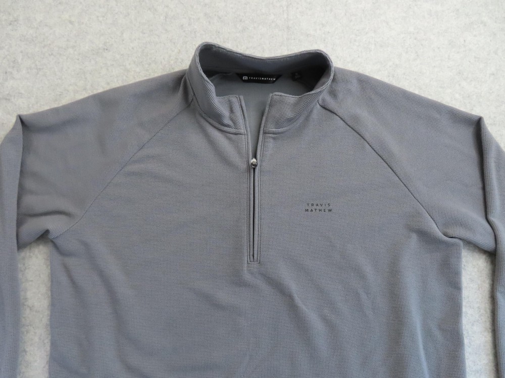 Travis Mathew Pullover Mens XL Gray Performance Waffle 1/4 Zip Golf Sweatshirt