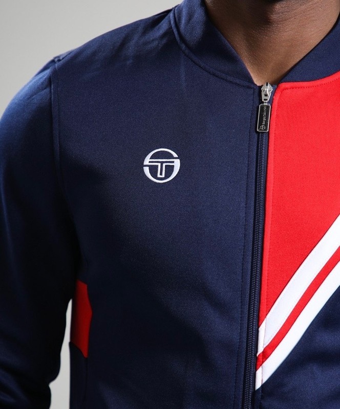 Sergio Tacchini Reno Gerulaitis Navy Blue/Red Bomber Tennis Track Top gallery