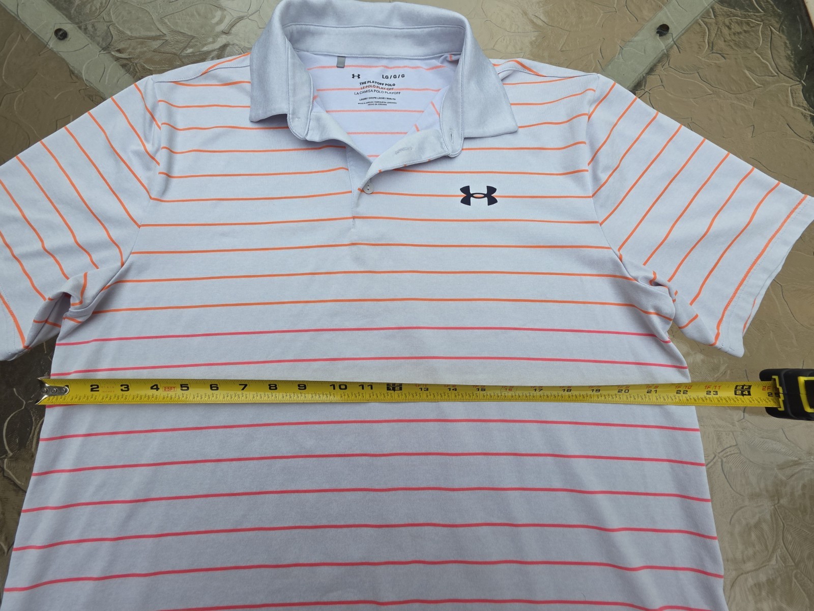 Under Armour The Playoff Polo Mens Large Performance Golf Polo White Neon Orange gallery