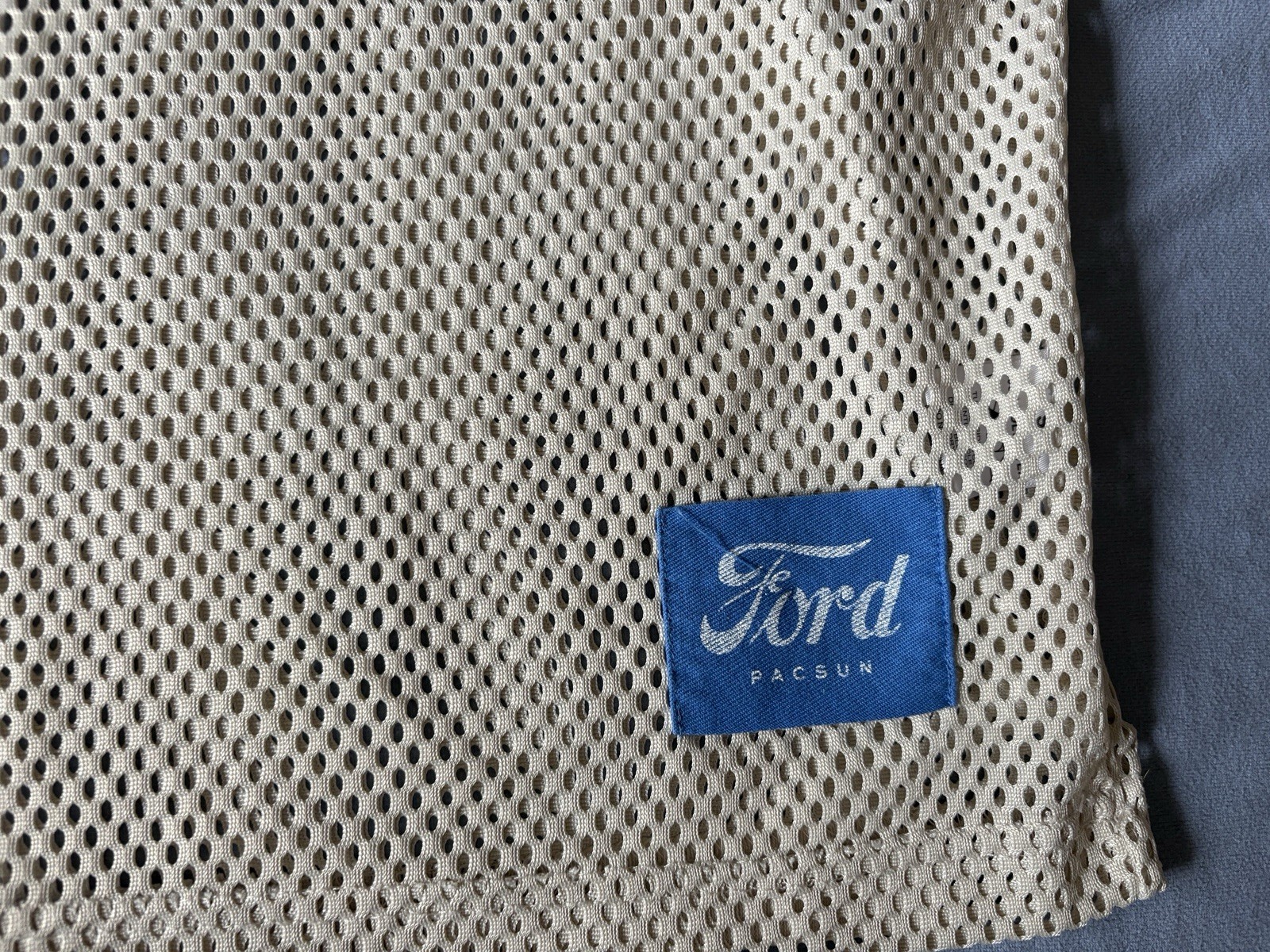 Ford Pacsun Mesh Jersey T-Shirt Cream With Blue Stripes Men's Size S gallery