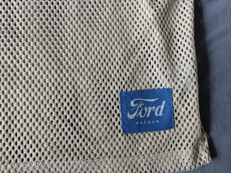 Ford Pacsun Mesh Jersey T-Shirt Cream With Blue Stripes Men's Size S gallery