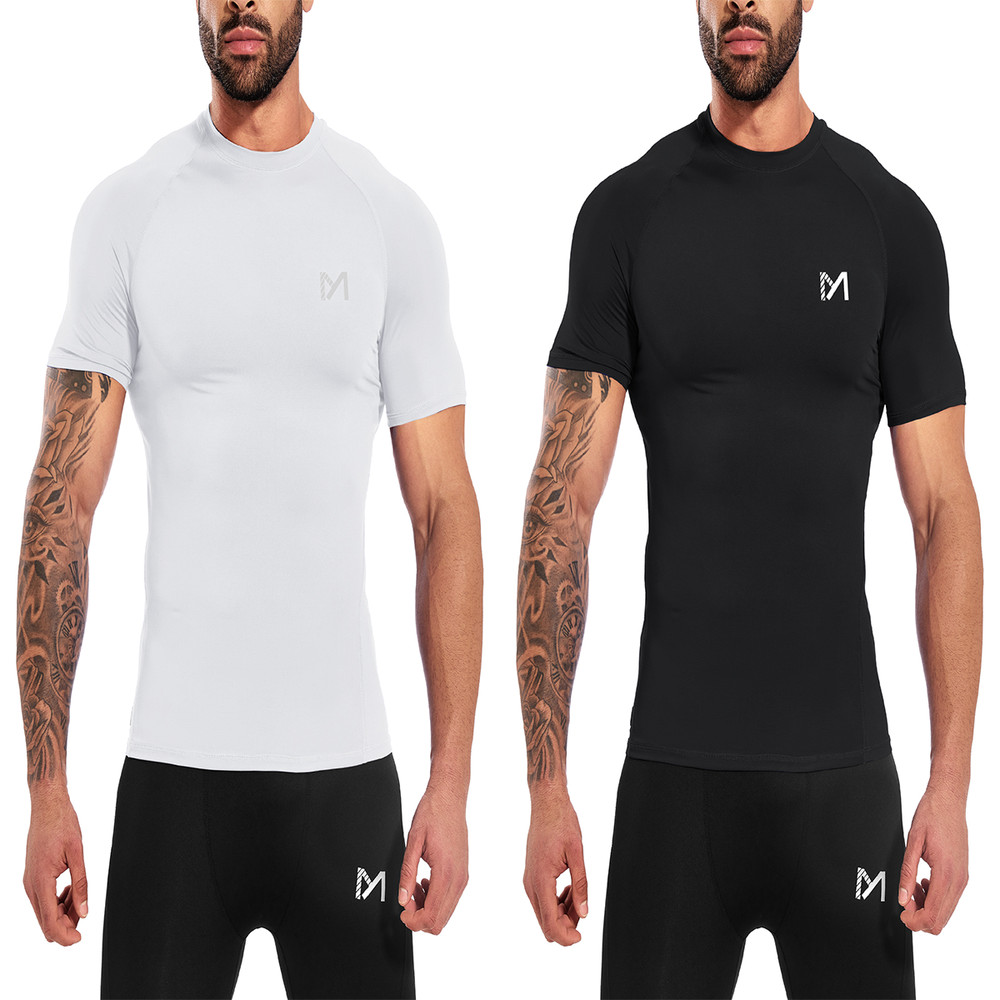 Meetyoo 2X compression shirt men's functional shirt running shirt fitness sports short
