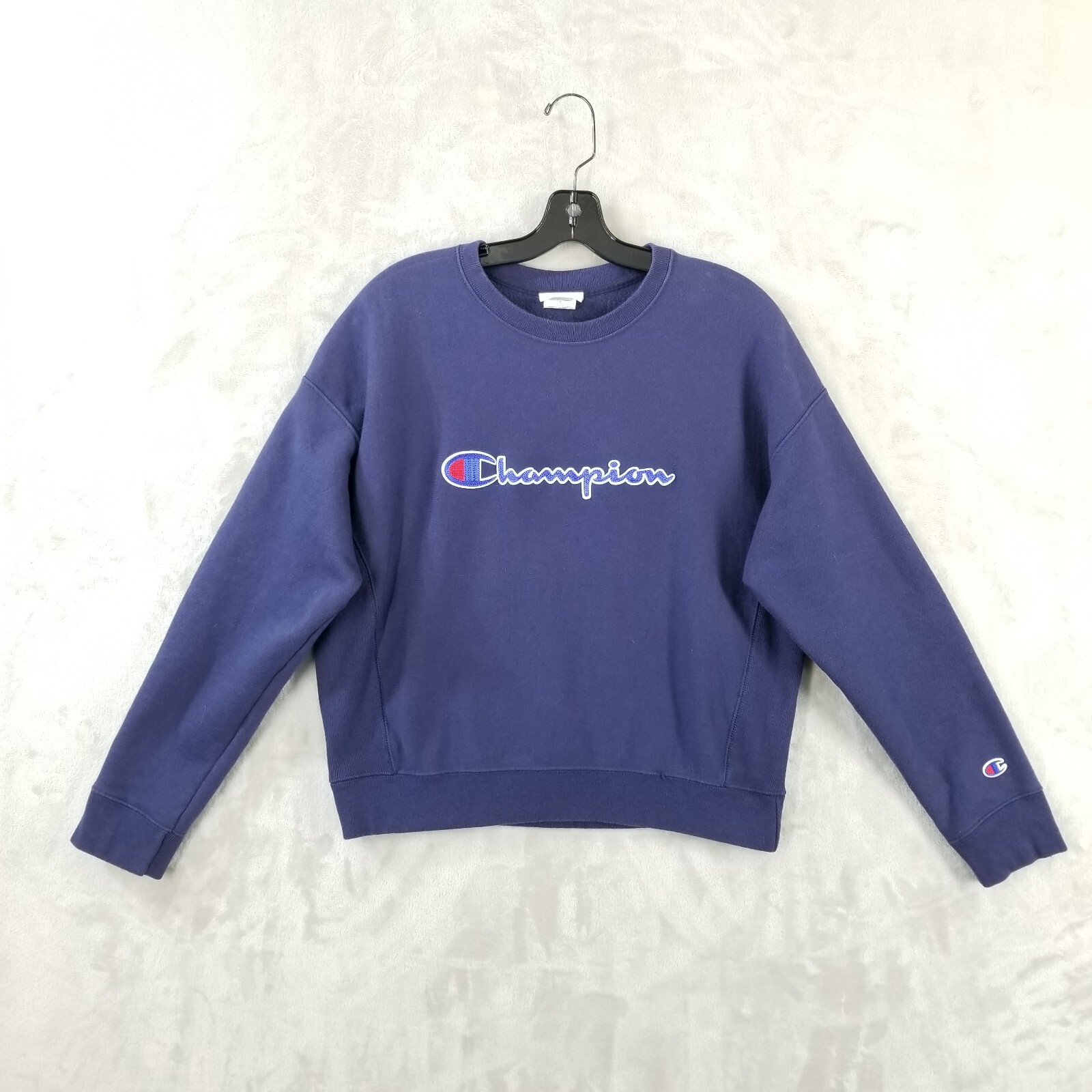 Vintage Champion Reverse Weave Sweatshirt Men Large Blue Crew Embroidered 90's gallery