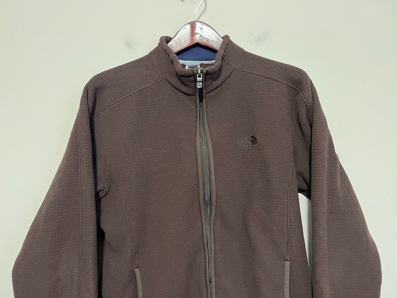 🥶 North Face Full Zip Mens Small S Brown Micro Waffle Fleece Intermediate Layer gallery