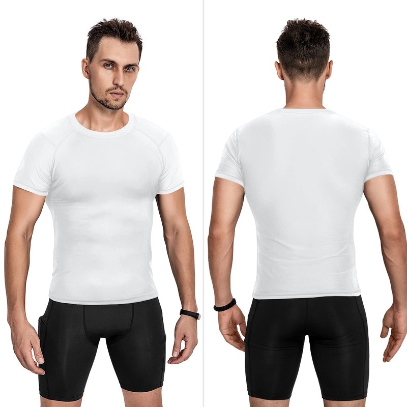 Men's Compression Shirts 3/5 Pack, Short Sleeve Athletic Compression Tops Coo... gallery