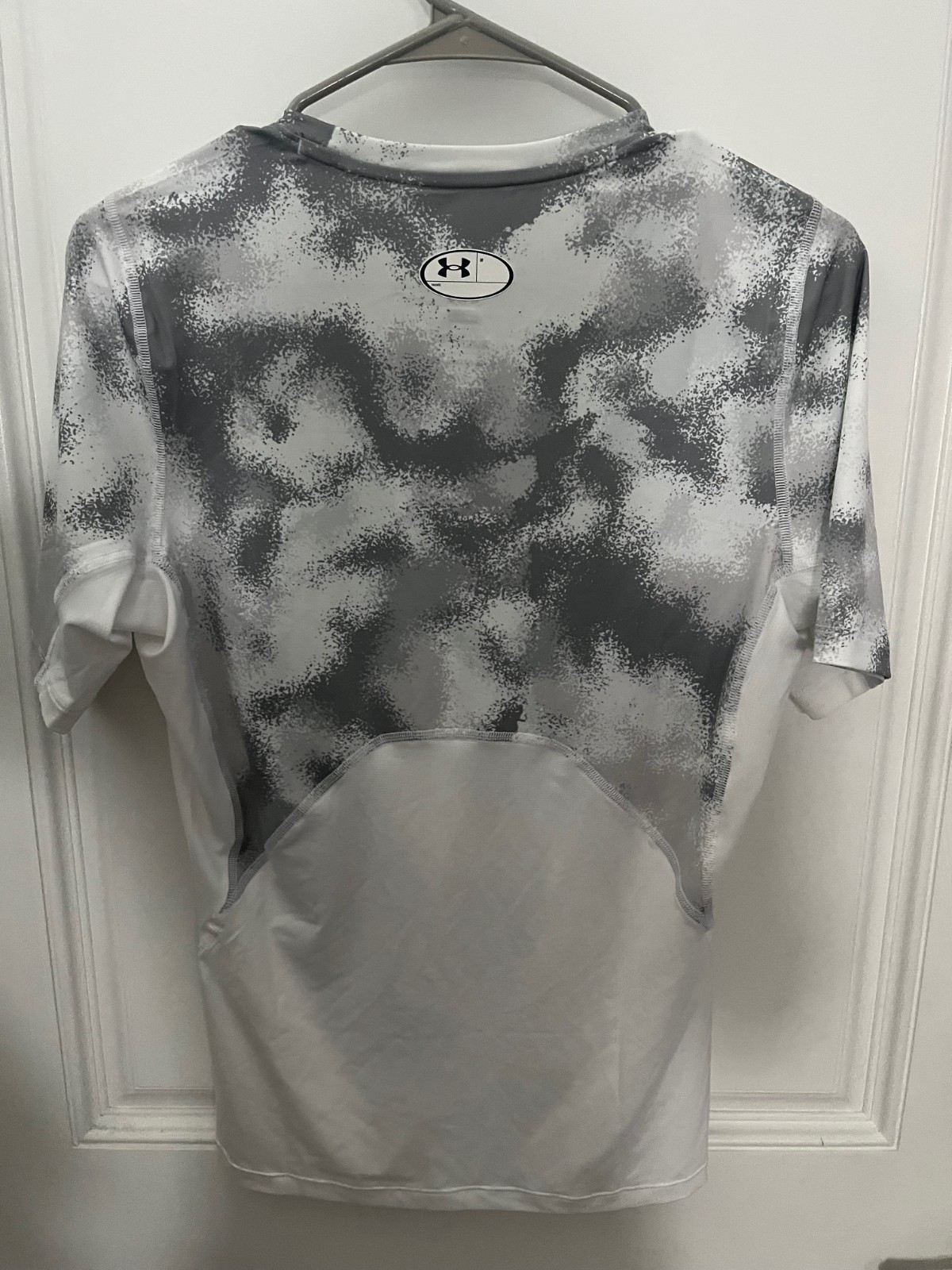 Under Armour UA HeatGear Armour Printed SS Shirt White Gray Men's Large 1383321 gallery