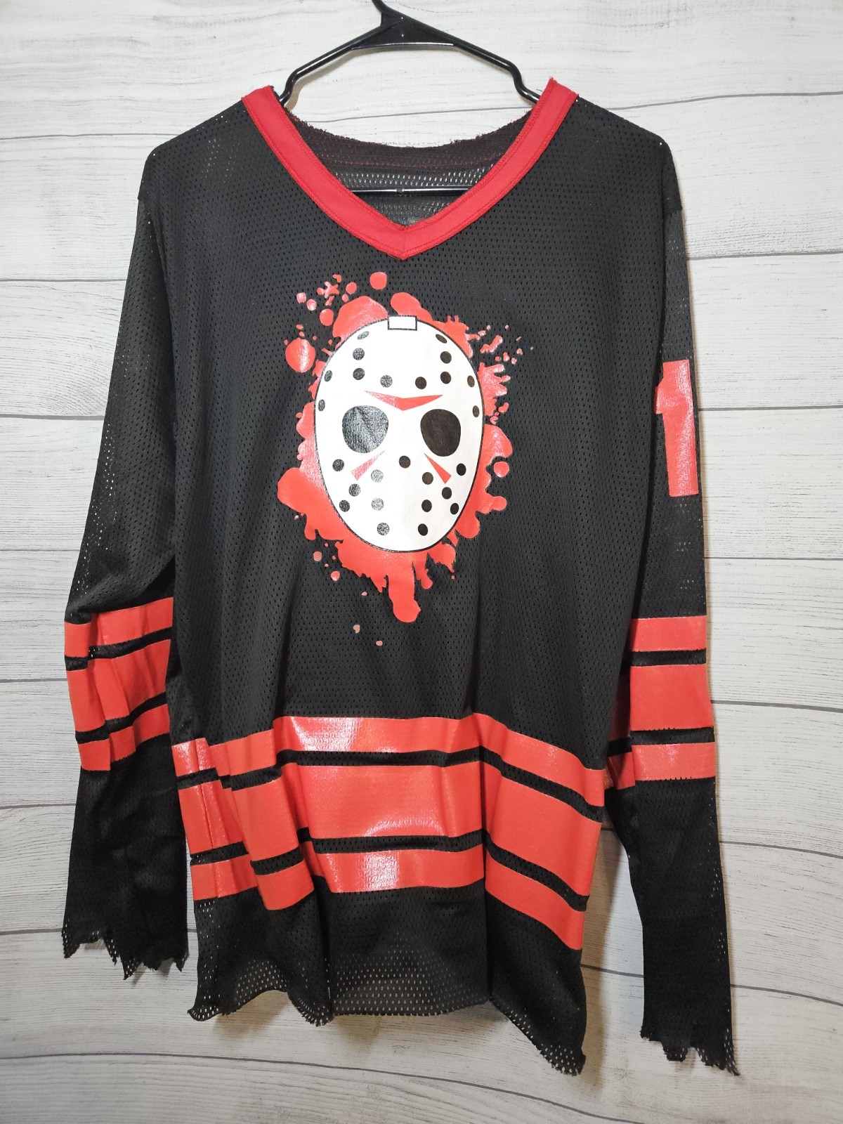 Friday The 13th Jason Voorhees #13 Hockey Horror Black/Red Jersey Men's LARGE gallery