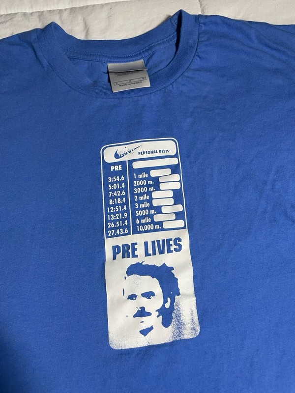 Vintage Nike Pre Lives T Shirt Mens L Blue Personal Bests Times Running RARE gallery