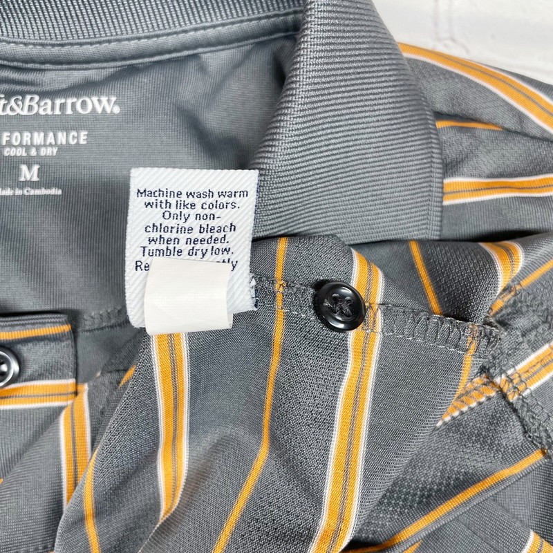 Croft and Barrow Performance Polo Men’s M Golf Short Sleeve Gray Orange Striped gallery