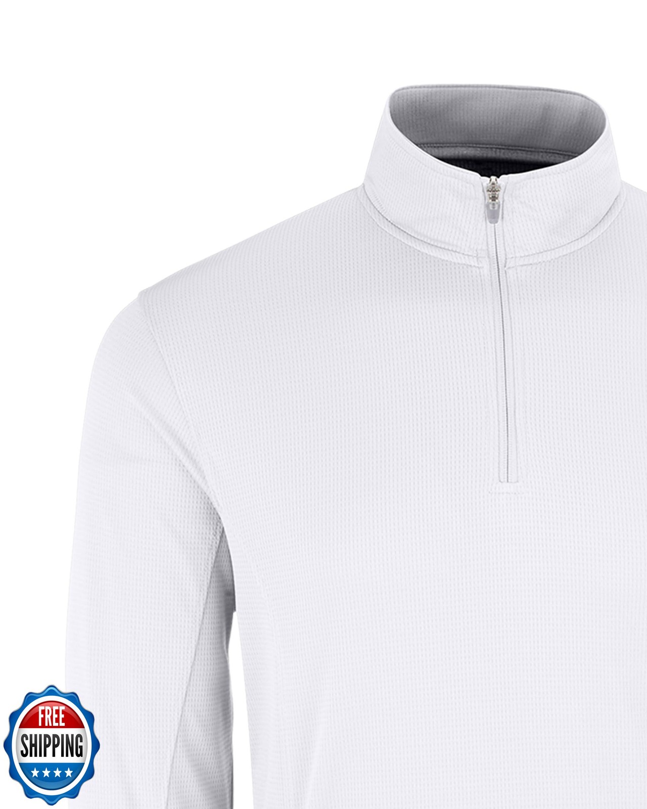 Vantage Apparel Collegiate Men's Micro Mesh White Performance 1/4 Zip Pullove gallery