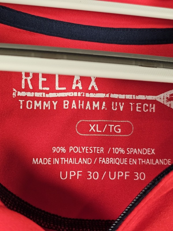 Tommy Bahama Relax UV Tech Quarter Zip Shirt Mens XL Red Short Sleeve UPF 30 gallery
