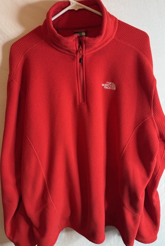 The North Face Men's Red Waffle Knit 1/4 Zip Mock Neck Sweater Shirt Size XL gallery