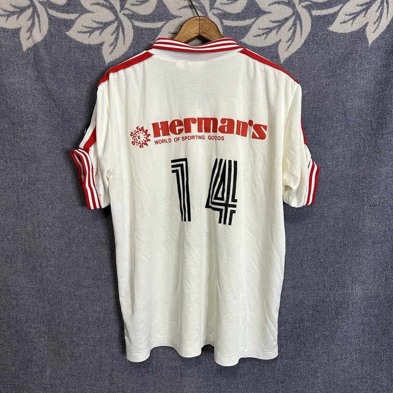 Vintage 80s Peter Green Sidekicks Number 14 Soccer Jersey V Neck Collared XL gallery
