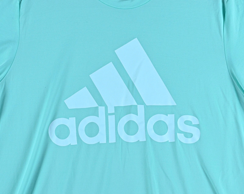 Adidas Shirt Men's L Green Aeroready Big Logo Short Sleeve Tee NEW gallery