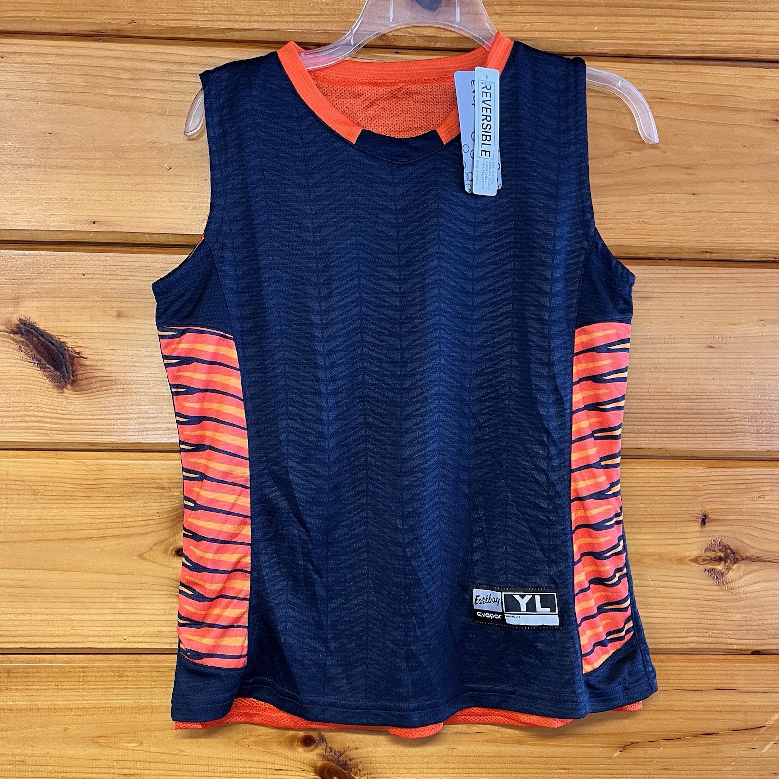 Eastbay Athletic Reversible Jersey Sleeveless Size YL Navy Blue/Orange New gallery