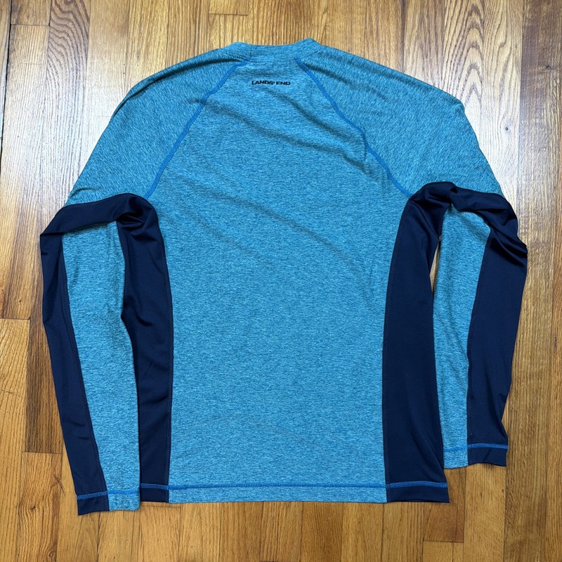 Lands End Athletic Shirt Mens S Green Breathable Long Sleeve Compression gallery