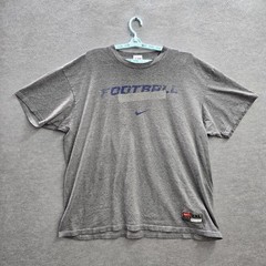VINTAGE Nike Men Shirt 2XL Gray Y2K Football Activewear Logo Short Sleeve READ