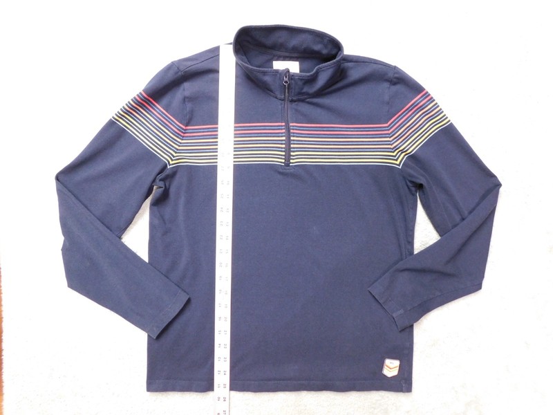Marine Layer Archive Chest Quarter Zip Shirt Mens M Navy Multicolor Striped Golf gallery