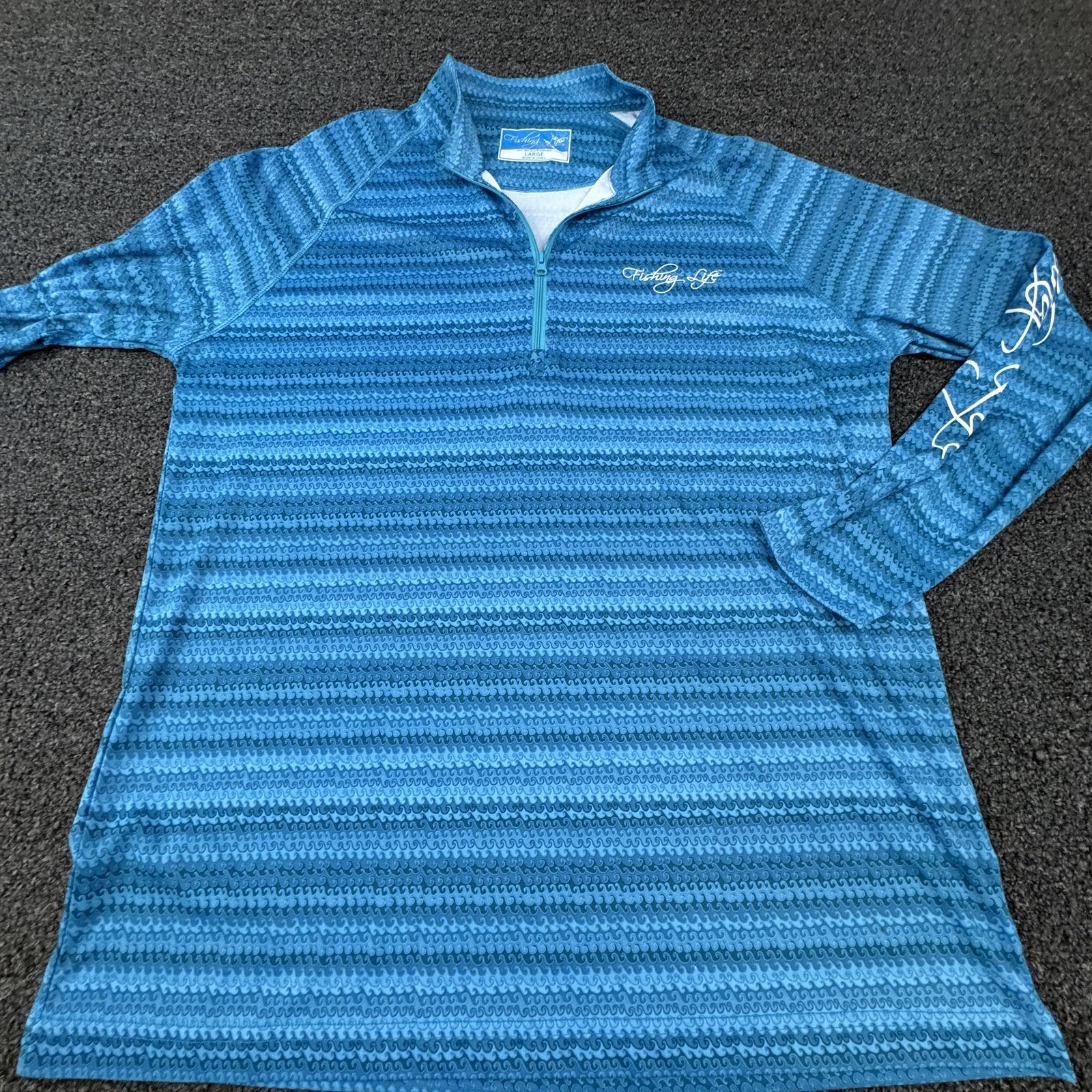 Fishing Life Pullover Mens Large Quarter Zip UPF 50+ Sun Protection Long Sleeve gallery