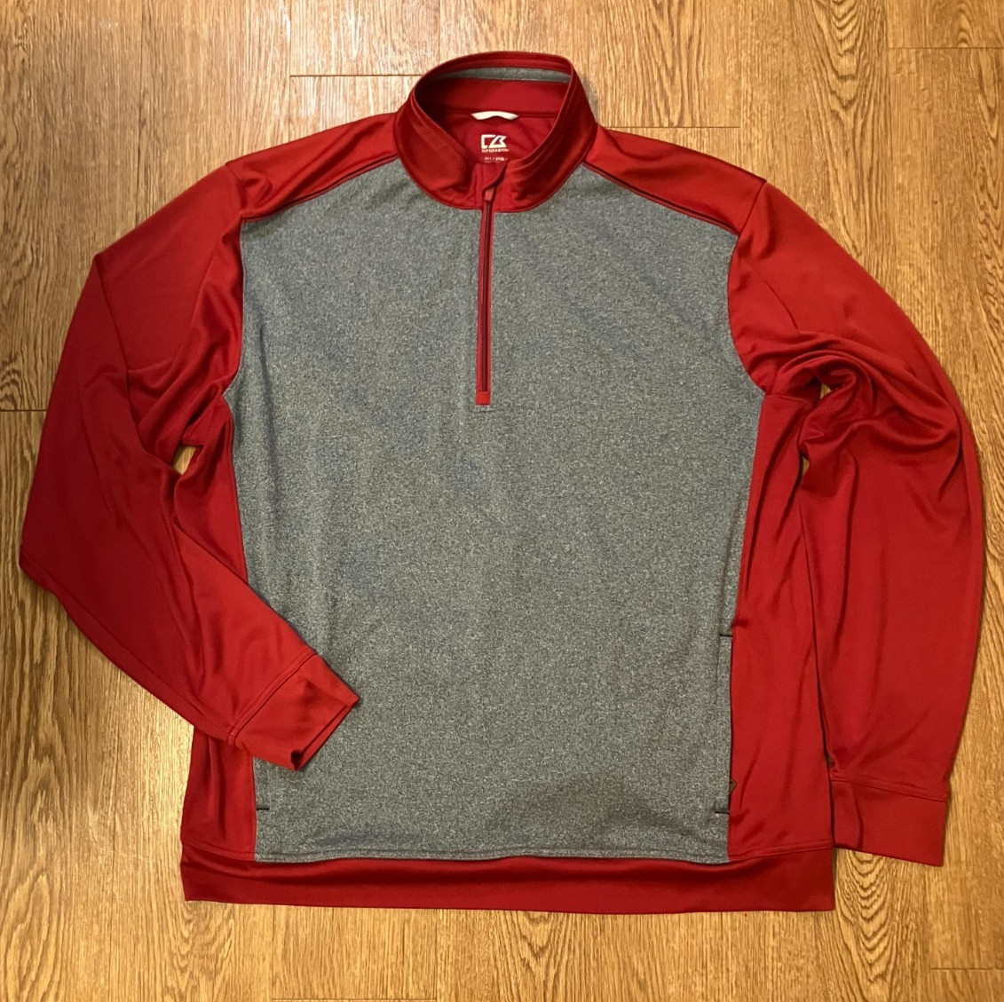 Cutter & Buck Replay Men 2XT Quarter Zip Half Zip Pullover Red Grey DryTec 50+ gallery