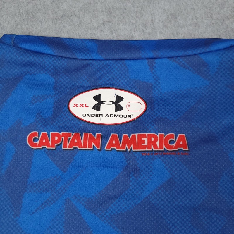 Captain America Under Armor Compression Shirt Men 2XL Blue Marvel Alter Ego Gym gallery