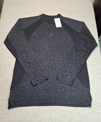 Nike Air Jordan Dri-Fit ADV Shirt Top XL Mens Gray Cement Black Long Sleeve