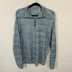 Lululemon Surge Long Sleeve Shirt Men’s No Size Tag Space Dye Blue Athletic