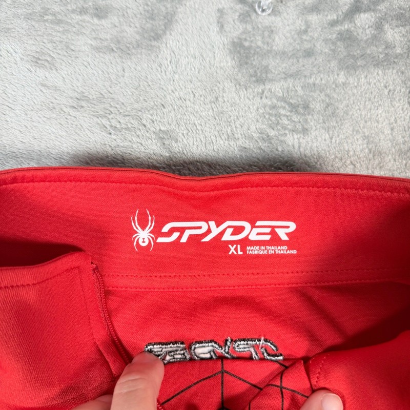 Spyder Mens XL Pullover Red Spiderweb Graphic Performance Quarter Zip Mock Neck gallery
