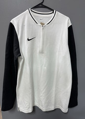 Nike Men’s Dri-Fit 1/2 Zip Coaches Long Sleeve Pullover Top White Black Medium
