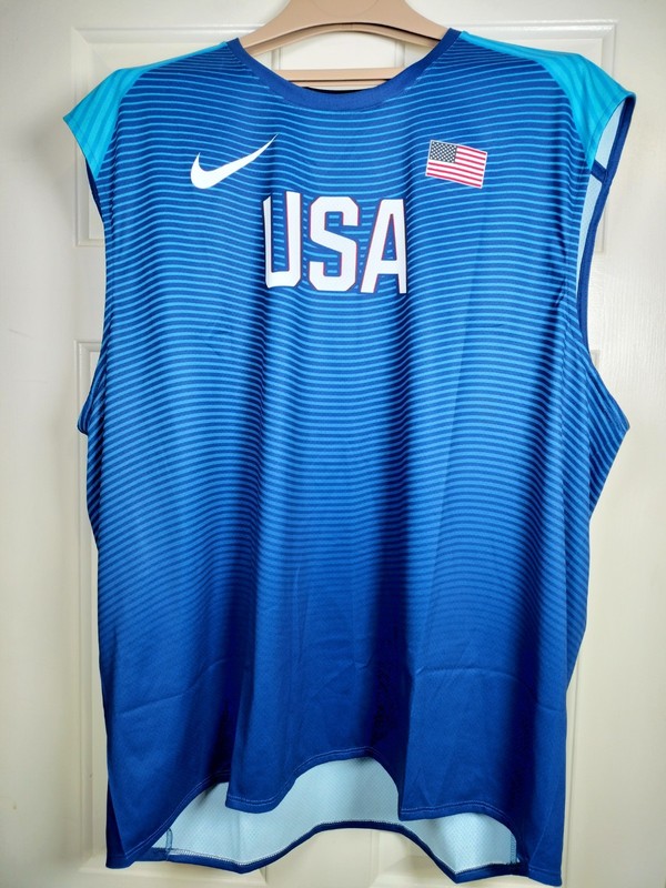 Nike Pro Elite Team USA 2016 Olympic Track & Field Singlet Rio Blue Wave Men 2XL gallery