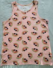 Tank Tops for Men Sleeveless Tees Graphic Watermelon Color Medium Size.