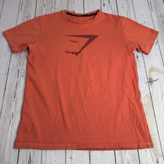 Gymshark Big Logo Graphic T Shirt Workout Shirt Mens Small Orange Short Sleeve