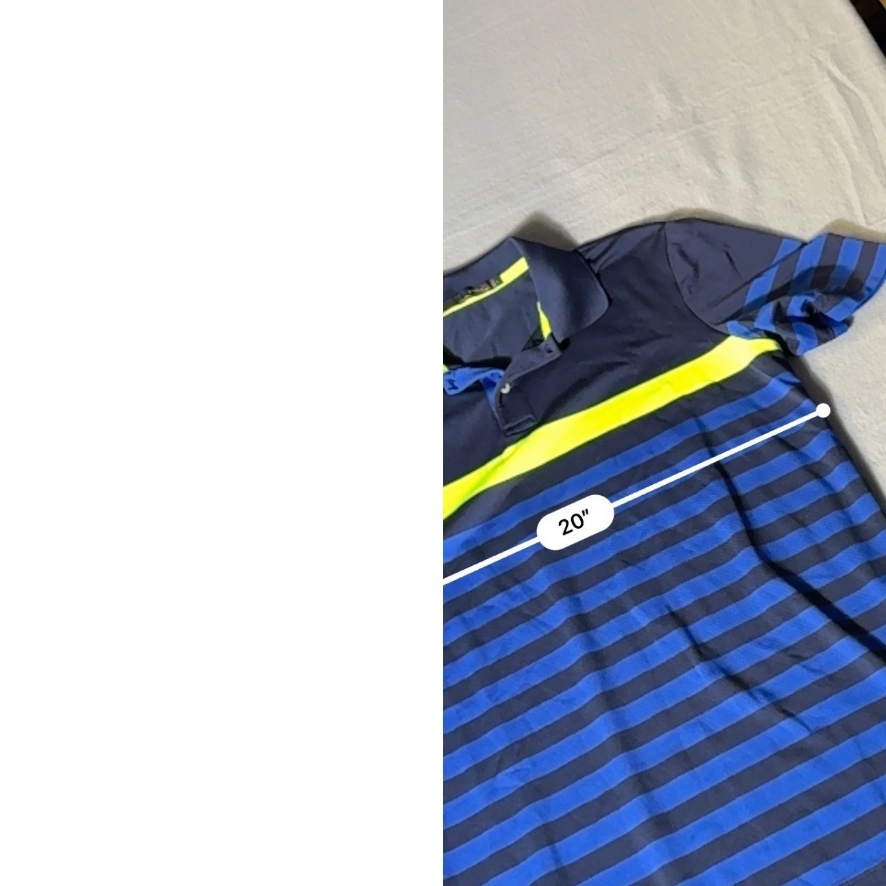 RLX Ralph Lauren Mens Blue Striped Performance Golf Polo Shirt Neon Yellow Large gallery
