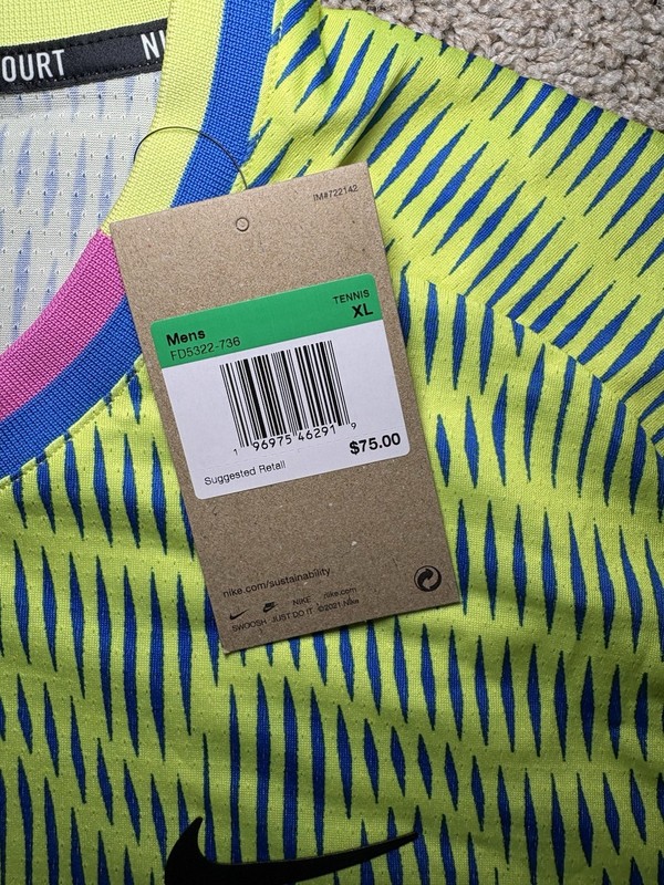 Nike Alcaraz Dri Fit Volt Green 24 ADV Tennis T-Shirt Rare Mens XL FD5322-736 gallery