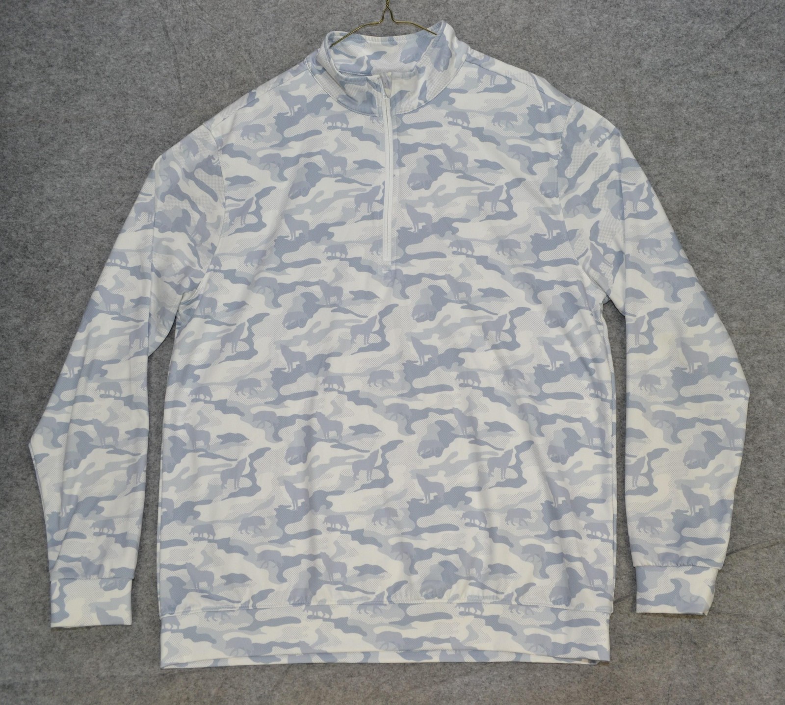 Waggle Pullover Mens Large White Gray Camo Quarter Zip Golf Mock Neck Stretch gallery