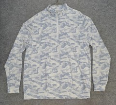 Waggle Pullover Mens Large White Gray Camo Quarter Zip Golf Mock Neck Stretch