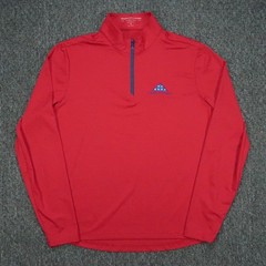 Holderness & Bourne Pullover Mens Medium Red The Bell Quarter Zip Folds Of Honor