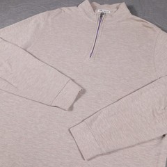 Peter Millar 1/4 Zip Pullover Mens Large Beige Cotton Knit Long Sleeve Mock Neck