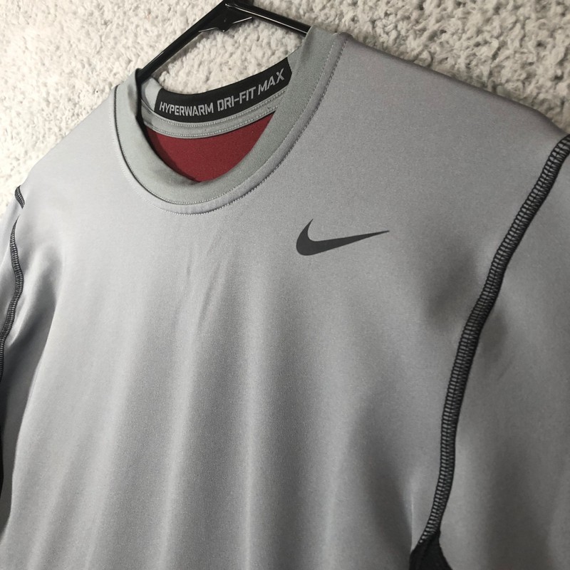 Nike Dri-Fit Pro Combat Black & Gray Men’s Long Sleeve Compression Shirt Large gallery