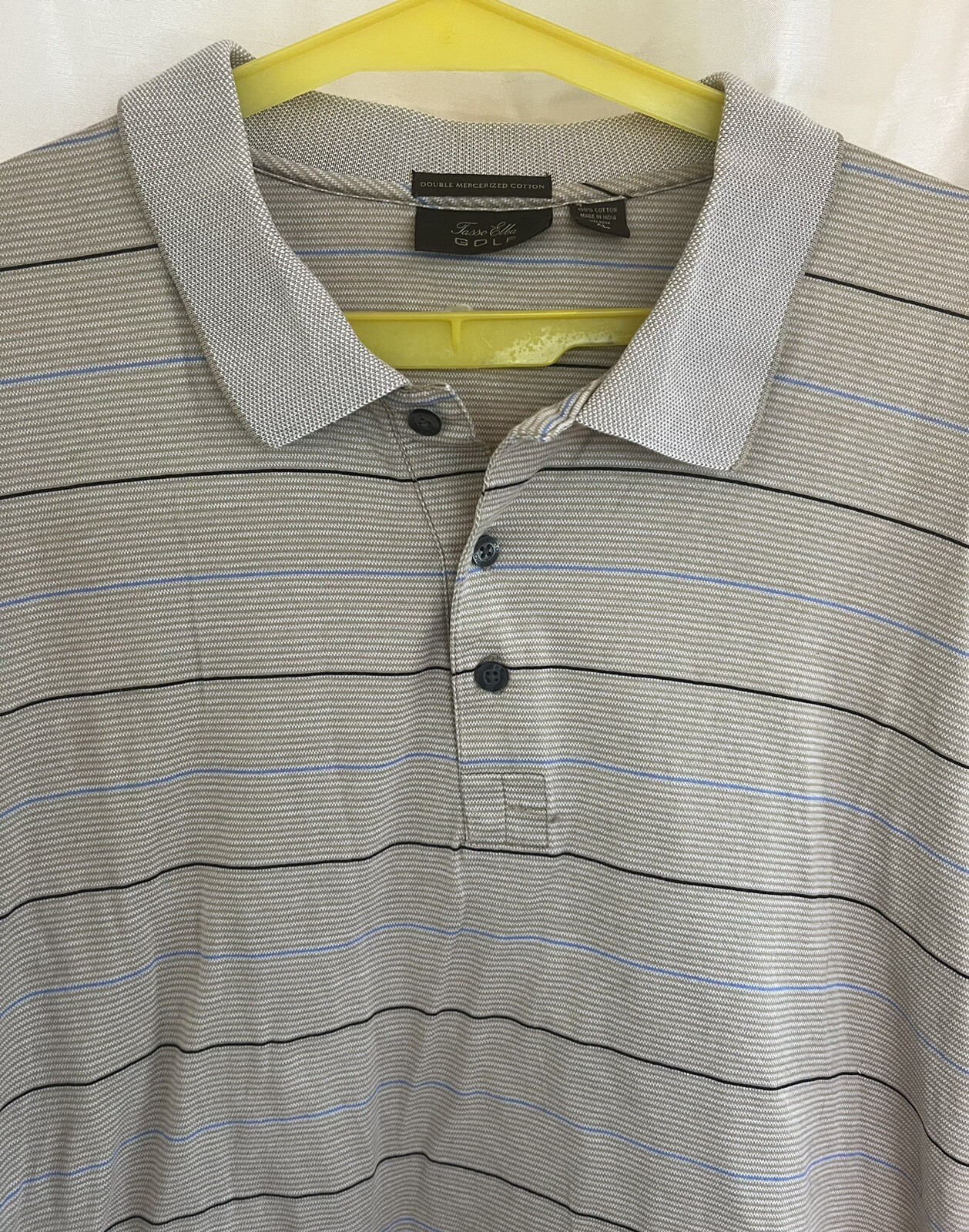 Tasso Elba Golf Polo Shirt Mens XL Tan Casual Striped Short Sleeve gallery